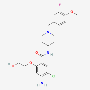 molecular formula C22H27ClFN3O4 B12721670 4-amino-5-chloro-N-[1-[(3-fluoro-4-methoxyphenyl)methyl]piperidin-4-yl]-2-(2-hydroxyethoxy)benzamide CAS No. 340984-78-3