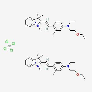 molecular formula C52H70Cl4N4O2Zn B12721710 Bis(2-(2-(4-((2-ethoxyethyl)ethylamino)-o-tolyl)vinyl)-1,3,3-trimethyl-3H-indolium) tetrachlorozincate CAS No. 85455-55-6