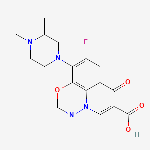 molecular formula C18H21FN4O4 B12721836 7H-Pyrido(3,2,1-ij)(4,1,2)benzoxadiazine-6-carboxylic acid, 2,3-dihydro-10-(3,4-dimethyl-1-piperazinyl)-9-fluoro-3-methyl-7-oxo- CAS No. 115550-48-6