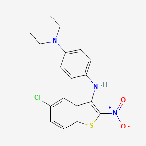 molecular formula C18H18ClN3O2S B12721865 1,4-Benzenediamine, N-(5-chloro-2-nitrobenzo(b)thien-3-yl)-N',N'-diethyl- CAS No. 149338-24-9