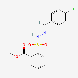 molecular formula C15H13ClN2O4S B12721883 Methyl 2-((((4-chlorophenyl)methylene)hydrazino)sulfonyl)benzoate CAS No. 145865-89-0