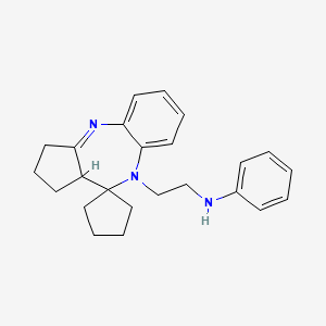 molecular formula C24H29N3 B12721906 Spiro(benzo(b)cyclopenta(e)(1,4)diazepine-10(9H),1'-cyclopentane)-9-ethanamine, 1,2,3,10a-tetrahydro-N-phenyl- CAS No. 133307-89-8