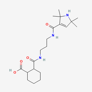 molecular formula C20H33N3O4 B12721983 Cyclohexanecarboxylic acid, 2-(((3-(((2,5-dihydro-2,2,5,5-tetramethyl-1H-pyrrol-3-yl)carbonyl)amino)propyl)amino)carbonyl)- CAS No. 93799-08-7