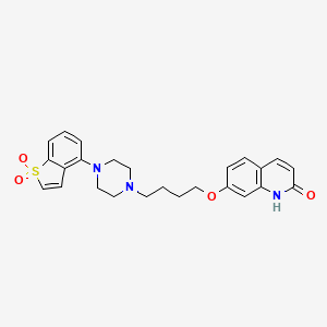 molecular formula C25H27N3O4S B12721998 2(1H)-Quinolinone, 7-(4-(4-(1,1-dioxidobenzo(b)thien-4-yl)-1-piperazinyl)butoxy)- CAS No. 1191900-59-0