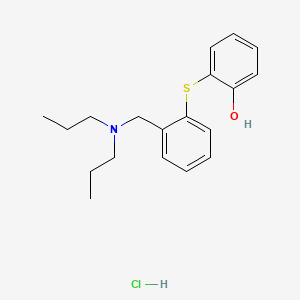 molecular formula C19H26ClNOS B12722057 Phenol, 2-((2-((dipropylamino)methyl)phenyl)thio)-, hydrochloride CAS No. 127906-67-6