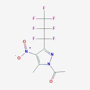 molecular formula C9H6F7N3O3 B1272207 1-乙酰基-3-七氟丙基-5-甲基-4-硝基吡唑 CAS No. 244033-12-3