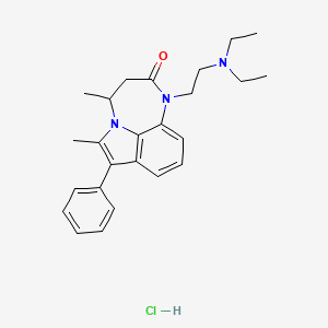 molecular formula C25H32ClN3O B12722116 Pyrrolo(1,2,3-ef)-1,5-benzodiazepin-2(1H)-one, 3,4-dihydro-1-(2-(diethylamino)ethyl)-4,6-dimethyl-7-phenyl-, monohydrochloride CAS No. 122807-54-9
