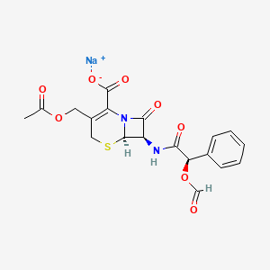 molecular formula C19H17N2NaO8S B12722137 Sodium (6R-(6alpha,7beta(R*)))-3-(acetoxymethyl)-7-((formyloxy)phenylacetamido)-8-oxo-5-thia-1-azabicyclo(4.2.0)oct-2-ene-2-carboxylate CAS No. 62442-74-4