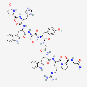 molecular formula C60H74N18O13 B12722149 LHRH, Tryptophan(7)- CAS No. 70920-44-4