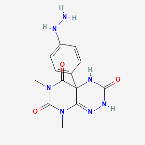 molecular formula C13H15N7O3 B12722219 Pyrimido(5,4-e)-1,2,4-triazine-3,5,7(6H)-trione, 2,4,4a,8-tetrahydro-6,8-dimethyl-4a-(4-hydrazinophenyl)- CAS No. 113458-64-3