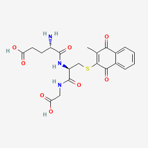 molecular formula C21H23N3O8S B12722228 Glycine, N-(S-(1,4-dihydro-3-methyl-1,4-dioxo-2-naphthalenyl)-N-L-gamma-glutamyl-L-cysteinyl)- CAS No. 29446-72-8