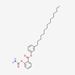 molecular formula C29H41NO4 B12722305 Benzoic acid, 2-((aminocarbonyl)oxy)-, 3-pentadecylphenyl ester CAS No. 88599-34-2