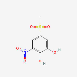 molecular formula C7H7NO6S B12722312 1,2-Benzenediol, 5-(methylsulfonyl)-3-nitro- CAS No. 125628-92-4
