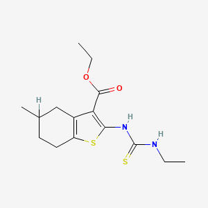 molecular formula C15H22N2O2S2 B12722323 Benzo(b)thiophene-3-carboxylic acid, 4,5,6,7-tetrahydro-2-(((ethylamino)thioxomethyl)amino)-5-methyl-, ethyl ester CAS No. 132605-10-8