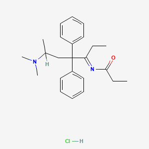 molecular formula C24H33ClN2O B12722328 N-(6-(Dimethylamino)-4,4-diphenyl-3-heptylidene)propionamide hydrochloride CAS No. 67465-94-5