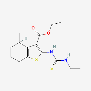molecular formula C15H22N2O2S2 B12722367 Benzo(b)thiophene-3-carboxylic acid, 4,5,6,7-tetrahydro-2-(((ethylamino)thioxomethyl)amino)-,4-methyl-, ethyl ester CAS No. 132605-09-5