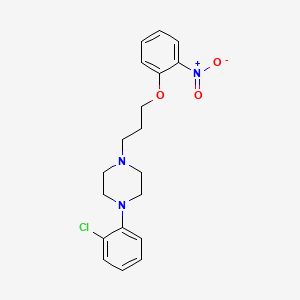 molecular formula C19H22ClN3O3 B12722394 Piperazine, 1-(2-chlorophenyl)-4-(3-(2-nitrophenoxy)propyl)- CAS No. 84344-60-5