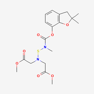 molecular formula C18H24N2O7S B12722413 Glycine, N-(((((2,3-dihydro-2,2-dimethyl-7-benzofuranyl)oxy)carbonyl)methylamino)thio)-N-(2-methoxy-2-oxoethyl)-, methyl ester CAS No. 82560-35-8