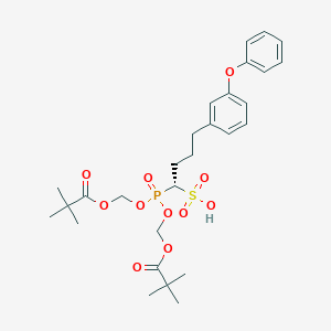 molecular formula C28H39O11PS B12722429 Propanoic acid, 2,2-dimethyl-, ((4-(3-phenoxyphenyl)-1-sulfobutyl)phosphinylidene)bis(oxymethylene) ester, (S)- CAS No. 178060-79-2