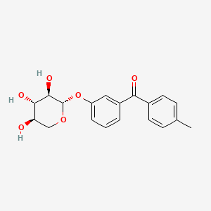 molecular formula C19H20O6 B12722449 Methanone, (4-methylphenyl)(3-(beta-D-xylopyranosyloxy)phenyl)- CAS No. 83355-08-2