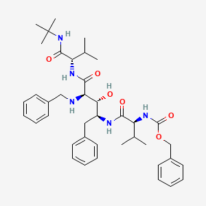 molecular formula C40H55N5O6 B12722545 (2R,3R,4S)-N-(2-(Benzylamino)-4-((N-((benzyloxy)carbonyl)valyl)amino)-3-hydroxy-5-phenylpentanoyl)valine tert-butylamide CAS No. 161510-58-3