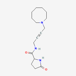 molecular formula C16H25N3O2 B12722563 (+-)-N-(4-Hexahydro-1(2H)-azocinyl)-2-butynyl-5-oxo-2-pyrrolidinecarboxamide CAS No. 81655-71-2