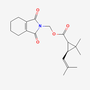 molecular formula C19H25NO4 B12722629 Cyclopropanecaboxylic acid, 2,2-dimethyl-3-(2-methyl-1-propenyl)-, (1,3,4,5,6,7-hexahydro-1,3-dioxo-2H-isoindo 1-2-yl)methyl ester, cis-(+-)- CAS No. 1166-47-8