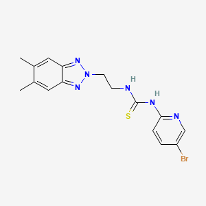 molecular formula C16H17BrN6S B12722638 Thiourea, N-(5-bromo-2-pyridinyl)-N'-(2-(5,6-dimethyl-2H-benzotriazol-2-yl)ethyl)- CAS No. 181305-57-7