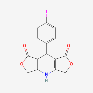 molecular formula C15H10INO4 B12722652 8-(4-iodophenyl)-5,11-dioxa-2-azatricyclo[7.3.0.03,7]dodeca-1(9),3(7)-diene-6,10-dione CAS No. 145594-60-1