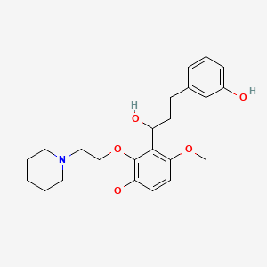 molecular formula C24H33NO5 B12722664 alpha-(3,6-Dimethoxy-2-(2-(1-piperidinyl)ethoxy)phenyl)-3-hydroxybenzenepropanol CAS No. 88770-61-0