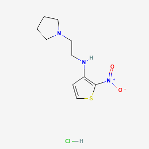 molecular formula C10H16ClN3O2S B12722755 Pyrrolidineethanamine, N-(2-nitro-3-thienyl)-, monohydrochloride CAS No. 122777-92-8