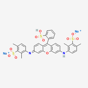 molecular formula C35H28N2Na2O10S3 B12722771 Disodium hydrogen-2-(6-((2,4-dimethylsulphonatophenyl)amino)-3-((2,4-dimethylsulphonatophenyl)imino)-3H-xanthen-9-yl)benzenesulphonate CAS No. 93963-80-5