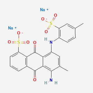molecular formula C22H16N2Na2O8S2 B12722780 Disodium 5-amino-9,10-dihydro-6-methyl-8-((4-methylsulphonatophenyl)amino)-9,10-dioxoanthracenesulphonate CAS No. 83027-59-2