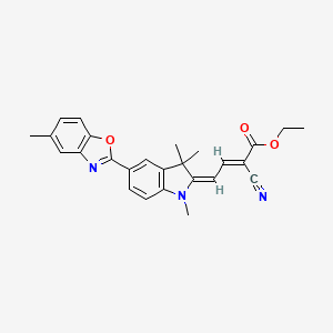 molecular formula C26H25N3O3 B12722811 ethyl 2-cyano-4-[1,3-dihydro-1,3,3-trimethyl-5-(5-methyl-2-benzoxazolyl)-2H-indole-2-ylidene]-2-butenoate CAS No. 35325-49-6