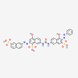 molecular formula C37H26N6O12S3 B12722829 4-Hydroxy-7-((((5-hydroxy-6-(phenylazo)-7-sulpho-2-naphthyl)amino)carbonyl)amino)-2-((7-sulpho-2-naphthyl)azo)naphthalenesulphonic acid CAS No. 93919-34-7