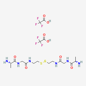 molecular formula C18H30F6N6O8S2 B12722933 Glycinamide, L-alanyl-N-(2-mercaptoethyl)-, (2-2')-disulfide, bis(trifluoroacetate) CAS No. 117370-29-3