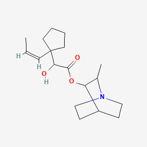 molecular formula C18H29NO3 B12722966 Cyclopentaneglycolic acid, alpha-propenyl-, 2-methyl-3-quinuclidinyl ester, (Z)- CAS No. 92956-36-0