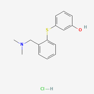 molecular formula C15H18ClNOS B12722971 Phenol, 3-((2-((dimethylamino)methyl)phenyl)thio)-, hydrochloride CAS No. 127906-26-7