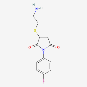 molecular formula C12H13FN2O2S B1272300 3-(2-Aminoethylsulfanyl)-1-(4-fluorophenyl)pyrrolidine-2,5-dione CAS No. 400063-27-6