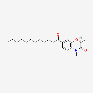 molecular formula C22H33NO3 B12723044 2,4-Dimethyl-7-(1-oxododecyl)-2H-1,4-benzoxazin-3(4H)-one CAS No. 135420-27-8