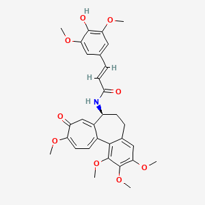 molecular formula C31H33NO9 B12723052 2-Propenamide, 3-(4-hydroxy-3,5-dimethoxyphenyl)-N-(5,6,7,9-tetrahydro-1,2,3,10-tetramethoxy-9-oxobenzo(a)heptalen-7-yl)-, (S)- CAS No. 86436-49-9