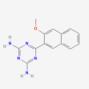 molecular formula C14H13N5O B12723075 2,4-Diamino-6-(2-methoxy-3-naphthyl)-s-triazine CAS No. 92616-16-5