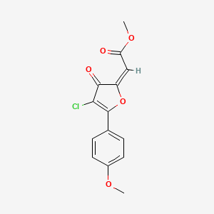 molecular formula C14H11ClO5 B12723086 Methyl (4-chloro-5-(4-methoxyphenyl)-3-oxo-2(3H)-furanylidene)acetate CAS No. 139266-42-5