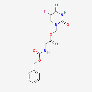 molecular formula C15H14FN3O6 B12723123 Glyicne, N-((phenylmethoxy)carbonyl)-, (5-fluoro-3,4-dihydro-2,4-dioxo-1(2H)-pyrimidinyl)methyl ester CAS No. 115124-72-6