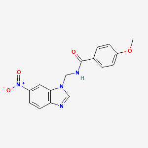 molecular formula C16H14N4O4 B12723130 Benzamide, 4-methoxy-N-((6-nitro-1H-benzimidazol-1-yl)methyl)- CAS No. 103706-83-8