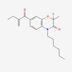 molecular formula C20H27NO3 B12723166 4-Hexyl-2-methyl-7-(2-methylene-1-oxobutyl)-2H-1,4-benzoxazin-3(4H)-one CAS No. 135420-37-0