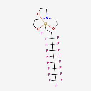 molecular formula C16H15F17INO3Si B12723184 2,8,9-Trioxa-5-aza-1-silabicyclo(3.3.3)undecane, 1-(3,3,4,4,5,5,6,6,7,7,8,8,9,9,10,10,10-heptadecafluoro-1-iododecyl)- CAS No. 135587-17-6