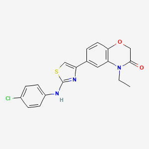 molecular formula C19H16ClN3O2S B12723228 2H-1,4-Benzoxazin-3(4H)-one, 6-(2-((4-chlorophenyl)amino)-4-thiazolyl)-4-ethyl- CAS No. 114566-68-6
