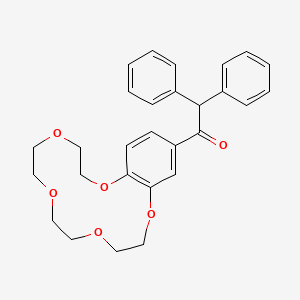 molecular formula C28H30O6 B12723240 Ethanone, 2,2-diphenyl-1-(2,3,5,6,8,9,11,12-octahydro-1,4,7,10,13-benzopentaoxacyclopentadecin-15-yl)- CAS No. 120260-15-3