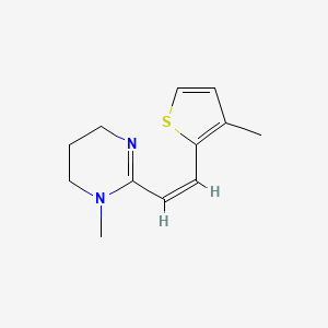 molecular formula C12H16N2S B12723350 1-methyl-2-[(Z)-2-(3-methylthiophen-2-yl)ethenyl]-5,6-dihydro-4H-pyrimidine CAS No. 46426-32-8